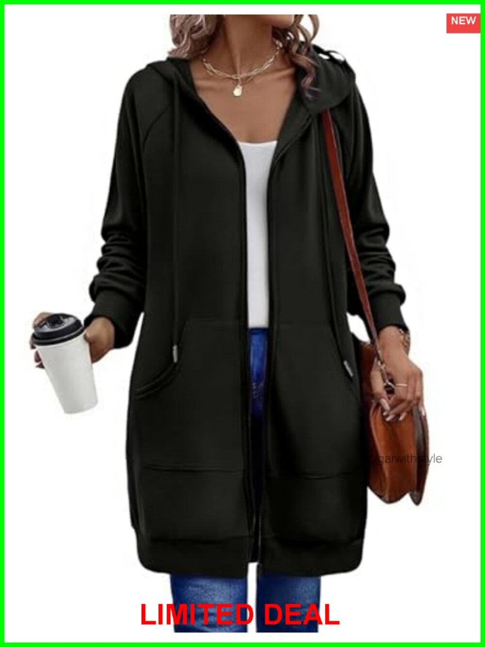 Zip Up Hoodie Long Sleeve Oversized Tunic Sweatshirt
